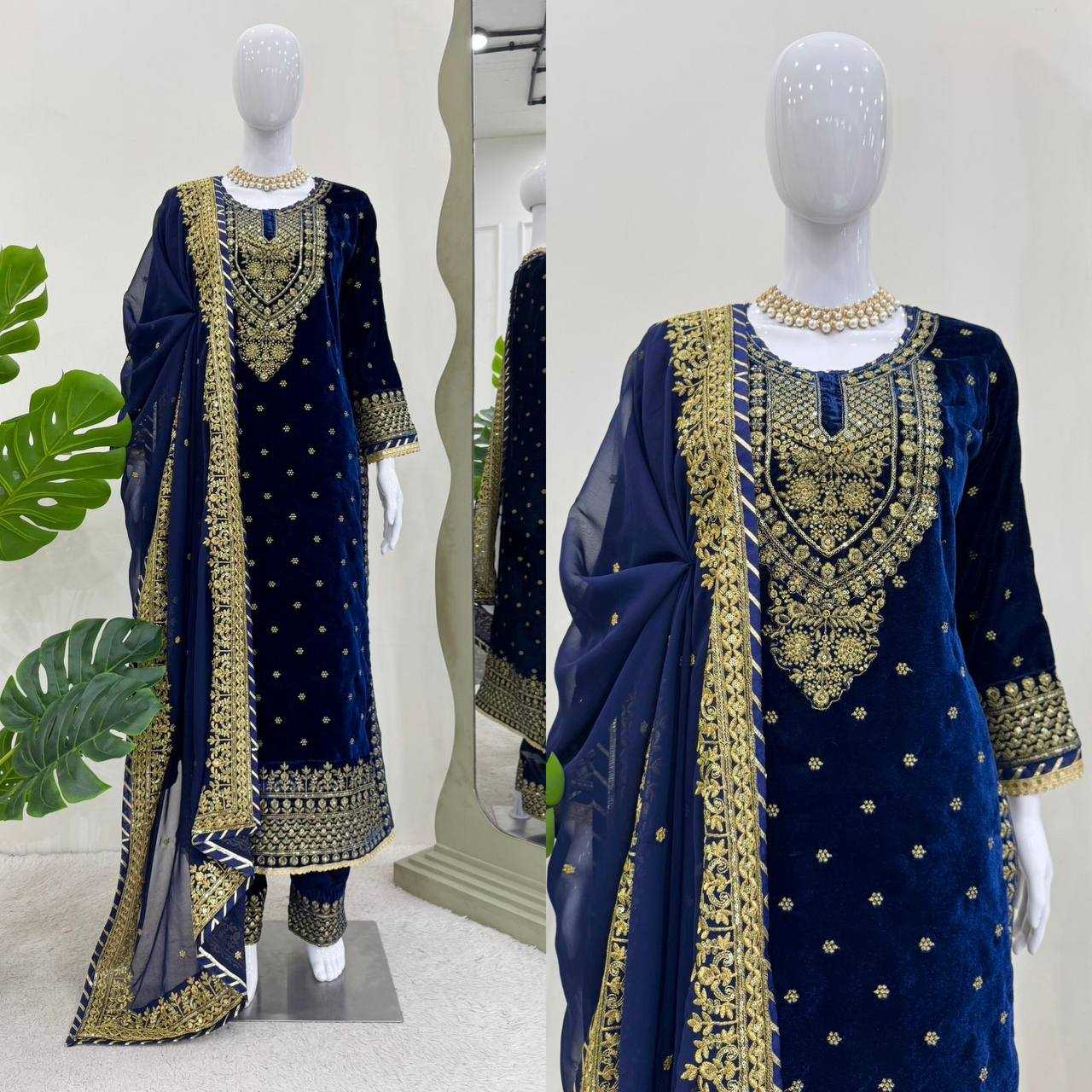 YNF VISCOSE RIN133 1495 SUITS & DRESSES WHOLESALE VELVET EMBROIDERY DESIGNER  PAKISTANI SUITS MANUFACTURER