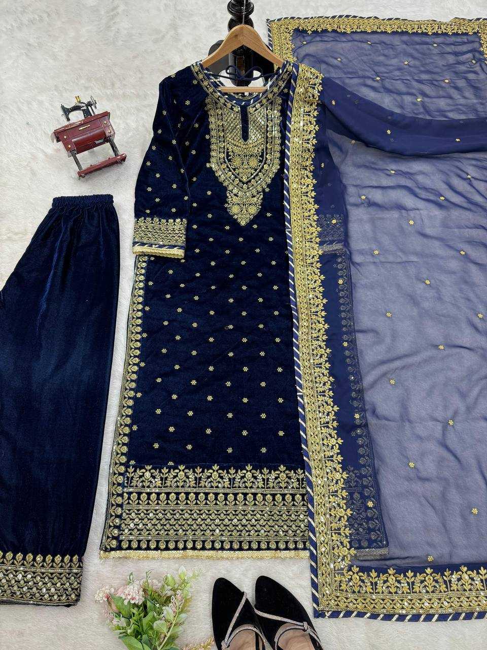 YNF VISCOSE RIN133 1495 SUITS & DRESSES WHOLESALE VELVET EMBROIDERY DESIGNER  PAKISTANI SUITS MANUFACTURER