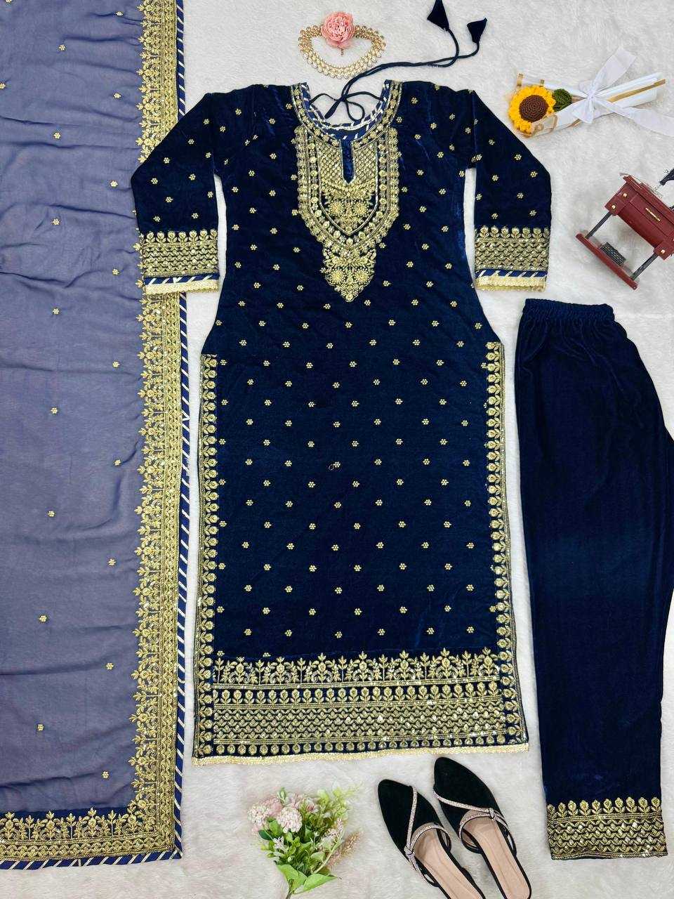 YNF VISCOSE RIN133 1495 SUITS & DRESSES WHOLESALE VELVET EMBROIDERY DESIGNER  PAKISTANI SUITS MANUFACTURER