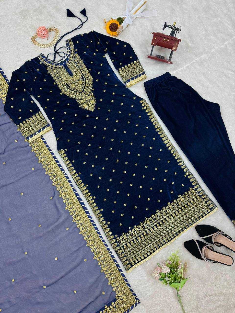 YNF VISCOSE RIN133 1495 SUITS & DRESSES WHOLESALE VELVET EMBROIDERY DESIGNER  PAKISTANI SUITS MANUFACTURER