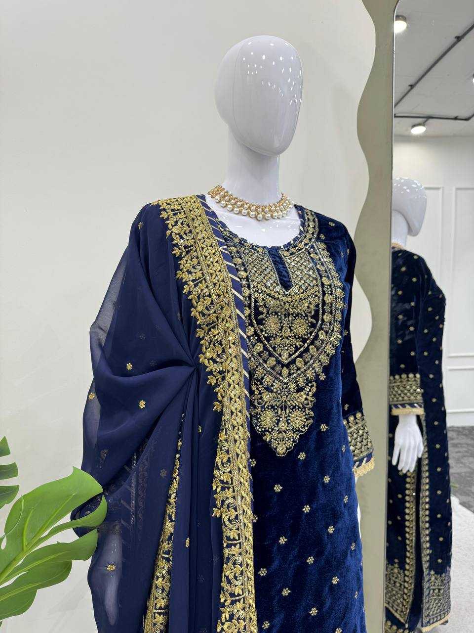 YNF VISCOSE RIN133 1495 SUITS & DRESSES WHOLESALE VELVET EMBROIDERY DESIGNER  PAKISTANI SUITS MANUFACTURER