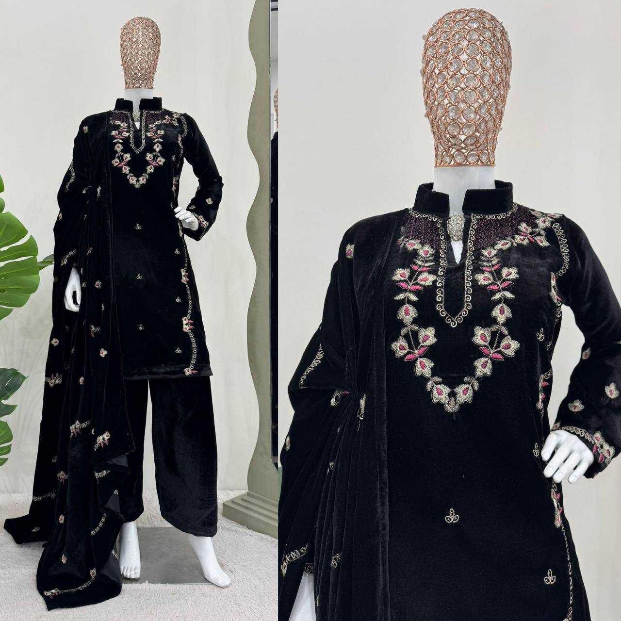 YNF VISCOSE RIN169 5791 SUITS & DRESSES WHOLESALE VELVET PRINTED BLACK SALWAR SUITS & DRESSES MANUFACTURER