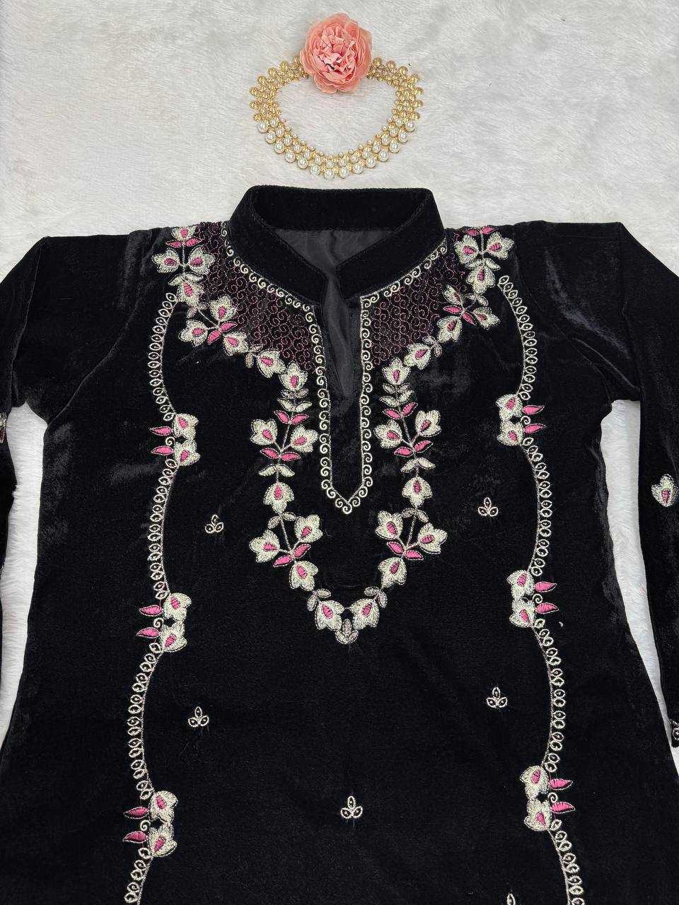 YNF VISCOSE RIN169 5791 SUITS & DRESSES WHOLESALE VELVET PRINTED BLACK SALWAR SUITS & DRESSES MANUFACTURER