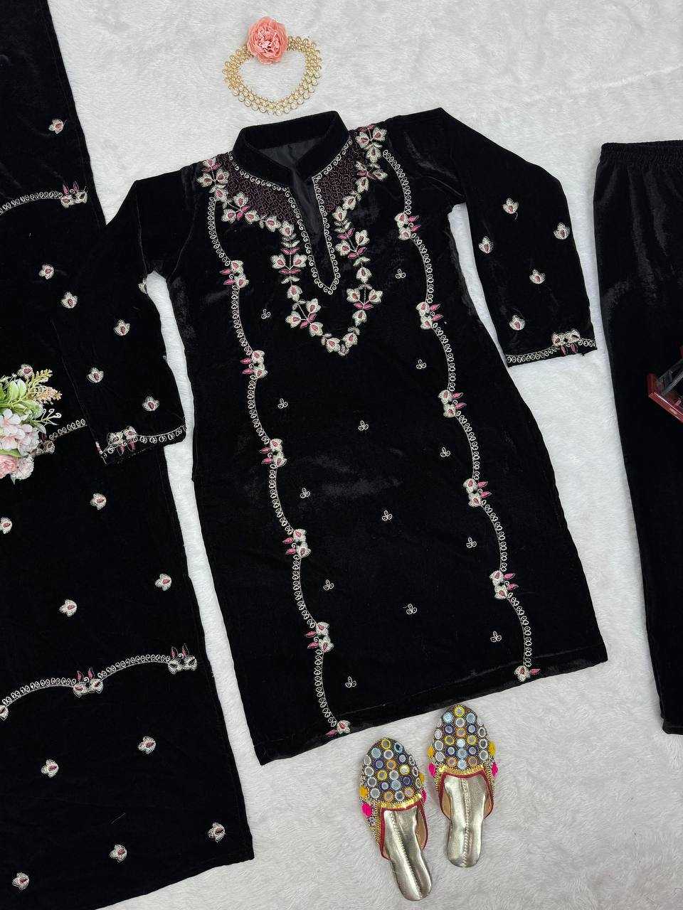 YNF VISCOSE RIN169 5791 SUITS & DRESSES WHOLESALE VELVET PRINTED BLACK SALWAR SUITS & DRESSES MANUFACTURER