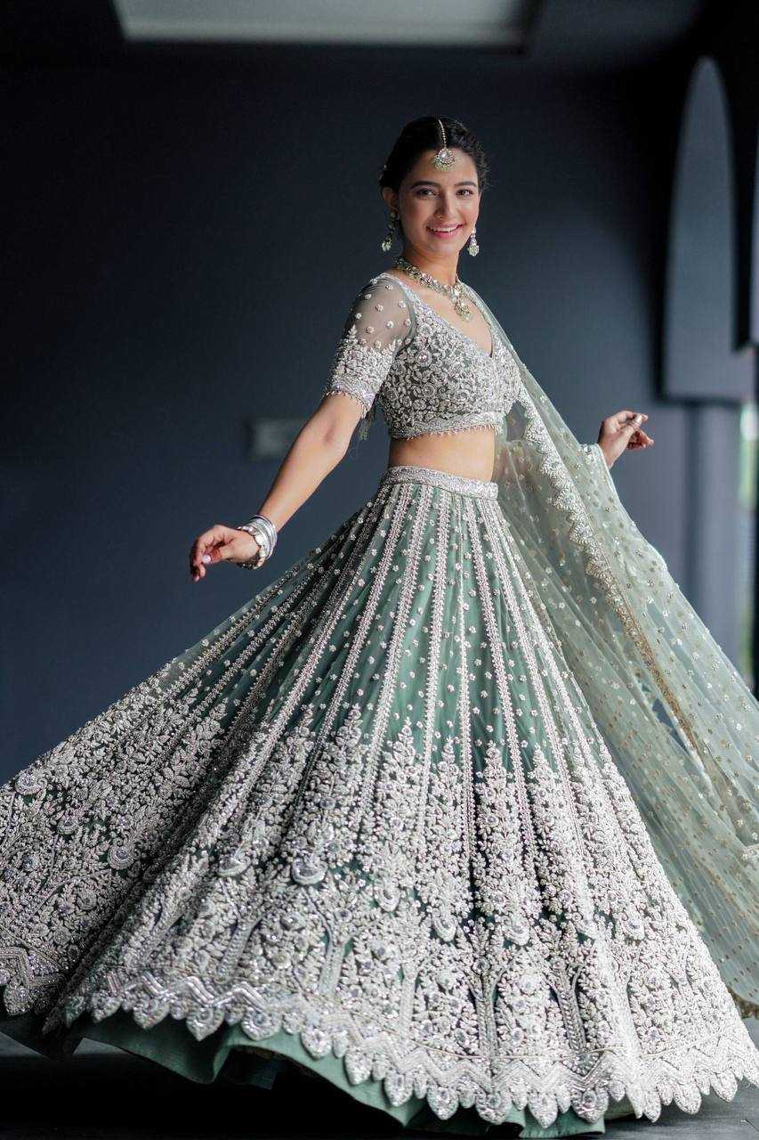 YNF ZARI KESH270 34 LEHENGA WHOLESALE WEDDING NET ZARI LEHENGA MANUFACTURER