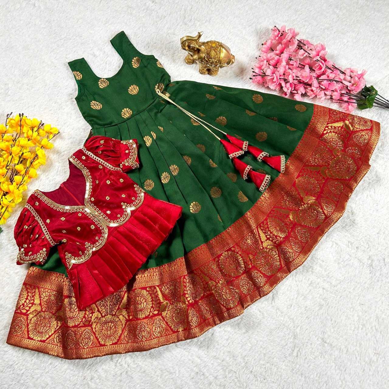 Ynf Zari Silk KESH109 RRKT87 Kids Wear Wholesale Kids Gown Kids Traditional Outfits Kids Ethnic Gowns Manufacturer