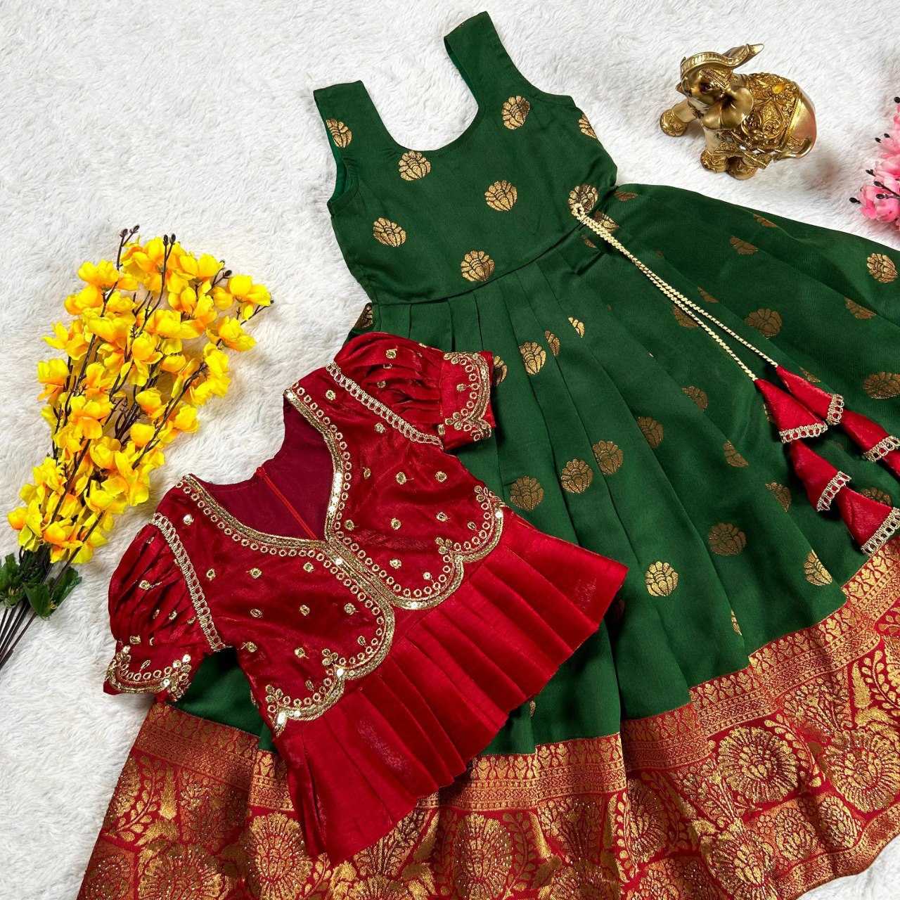 Ynf Zari Silk KESH109 RRKT87 Kids Wear Wholesale Kids Gown Kids Traditional Outfits Kids Ethnic Gowns Manufacturer