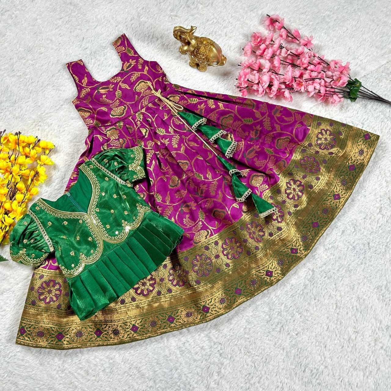 Ynf Zari Silk KESH109 RRKT87 Kids Wear Wholesale Kids Gown Kids Traditional Outfits Kids Ethnic Gowns Manufacturer