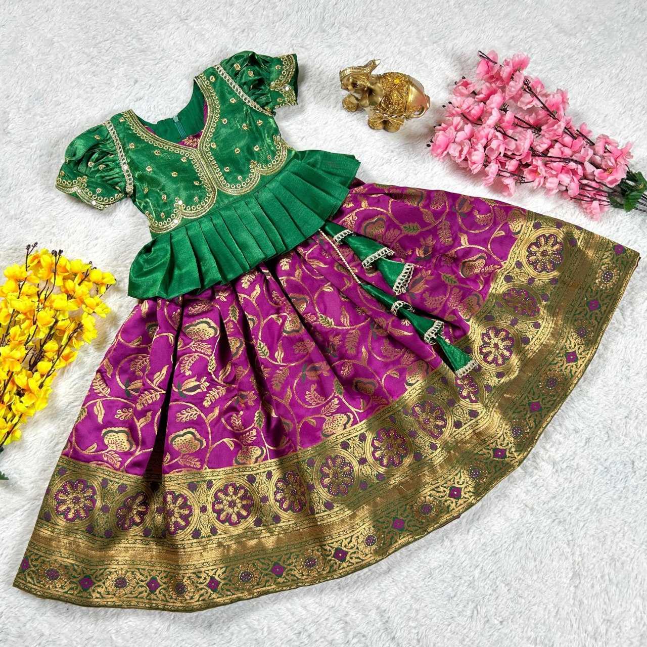 Ynf Zari Silk KESH109 RRKT87 Kids Wear Wholesale Kids Gown Kids Traditional Outfits Kids Ethnic Gowns Manufacturer