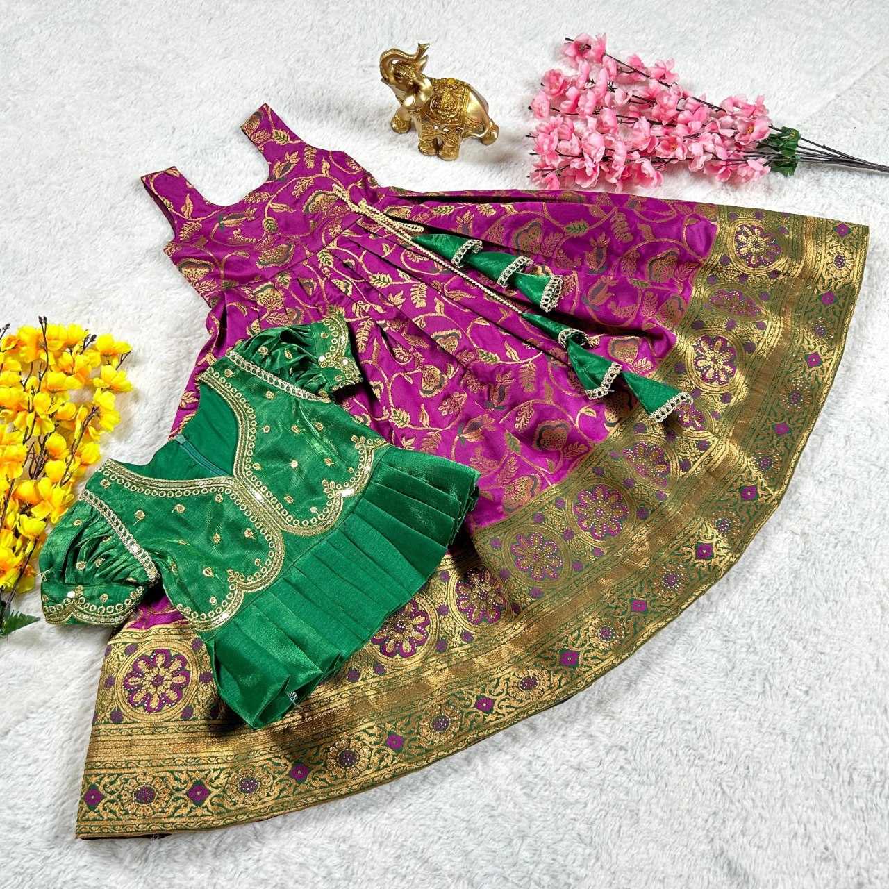 Ynf Zari Silk KESH109 RRKT87 Kids Wear Wholesale Kids Gown Kids Traditional Outfits Kids Ethnic Gowns Manufacturer