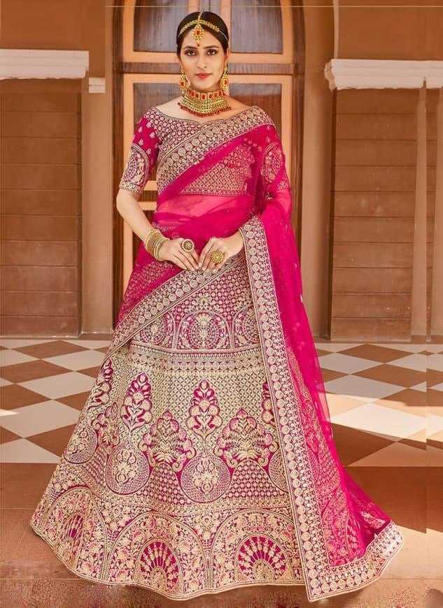 YNFSATIN KESH402  401 LEHENGAS  WHOLESALE FANCY WEDDING EMBROIDERED LEHENGAS MANUFACTURER