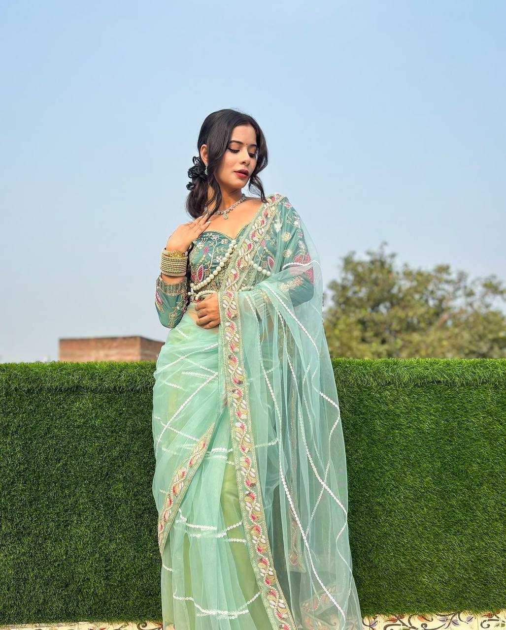 Ynf Butterfly Net RIN181 485 Sarees Wholesale Net Sarees Embroidered Sarees Lace Border Sarees Manufacturer