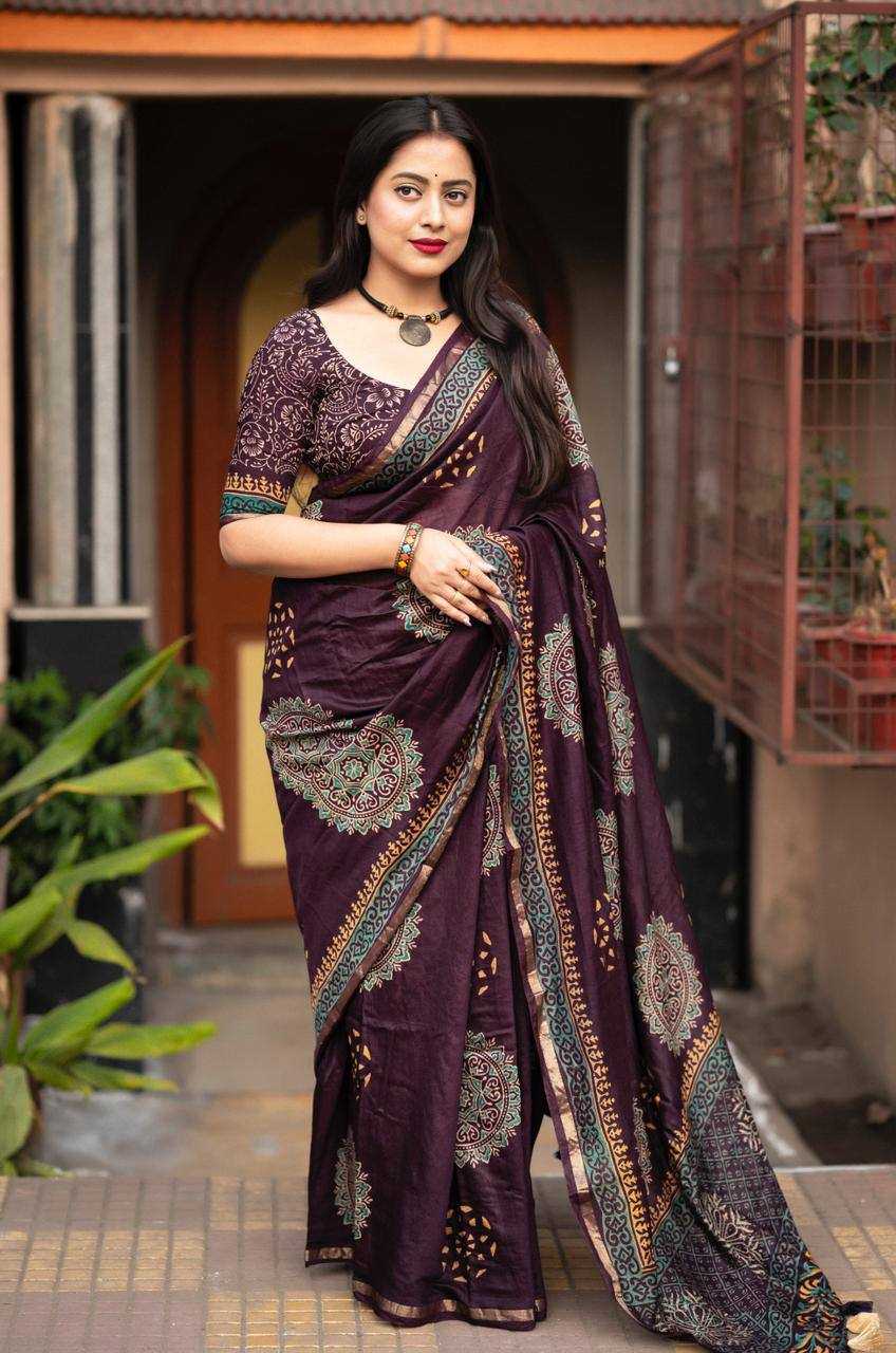 Ynf Chanderi Cotton KESH433 097 Sarees Wholesale Designer Sarees Ajrakh Sarees Cotton Sarees Manufacturer