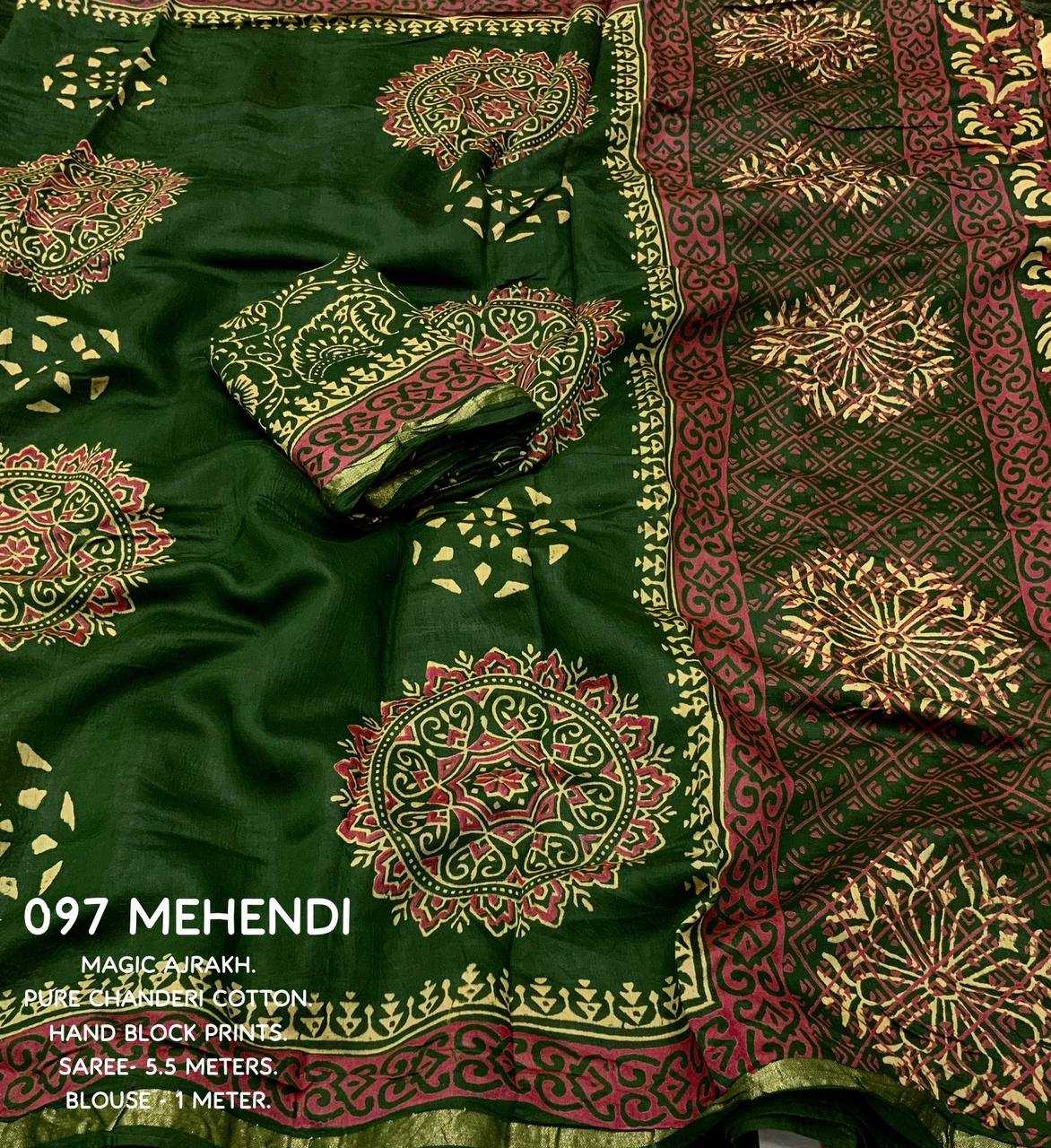 Ynf Chanderi Cotton KESH433 097 Sarees Wholesale Designer Sarees Ajrakh Sarees Cotton Sarees Manufacturer