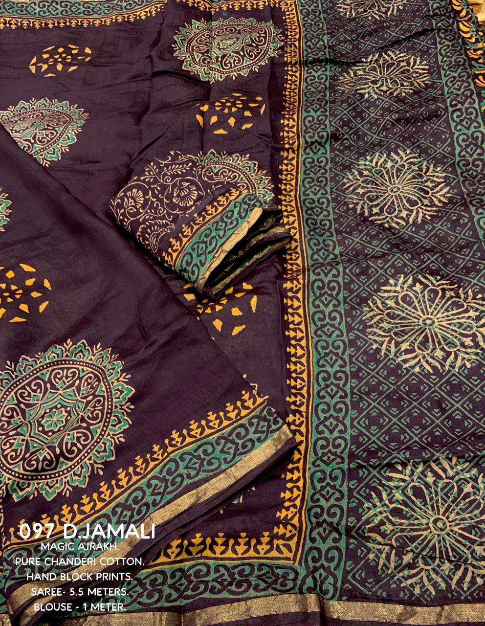 Ynf Chanderi Cotton KESH433 097 Sarees Wholesale Designer Sarees Ajrakh Sarees Cotton Sarees Manufacturer