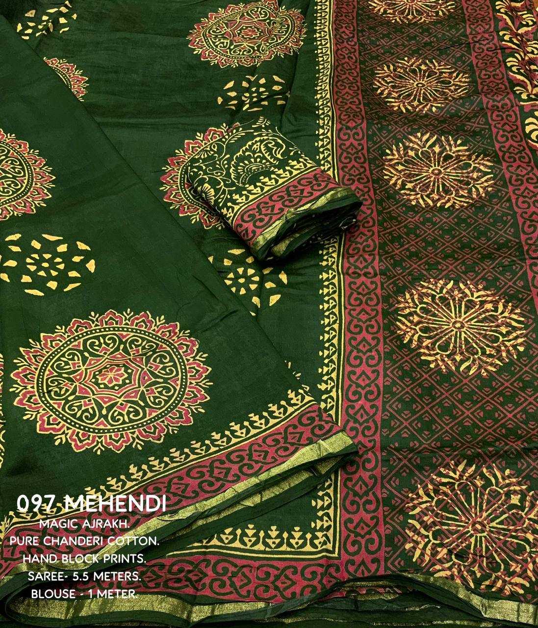 Ynf Chanderi Cotton KESH433 097 Sarees Wholesale Designer Sarees Ajrakh Sarees Cotton Sarees Manufacturer