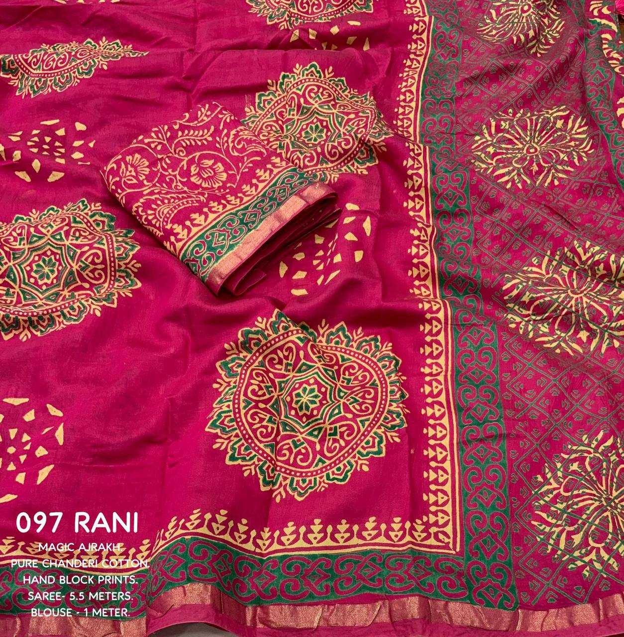 Ynf Chanderi Cotton KESH433 097 Sarees Wholesale Designer Sarees Ajrakh Sarees Cotton Sarees Manufacturer