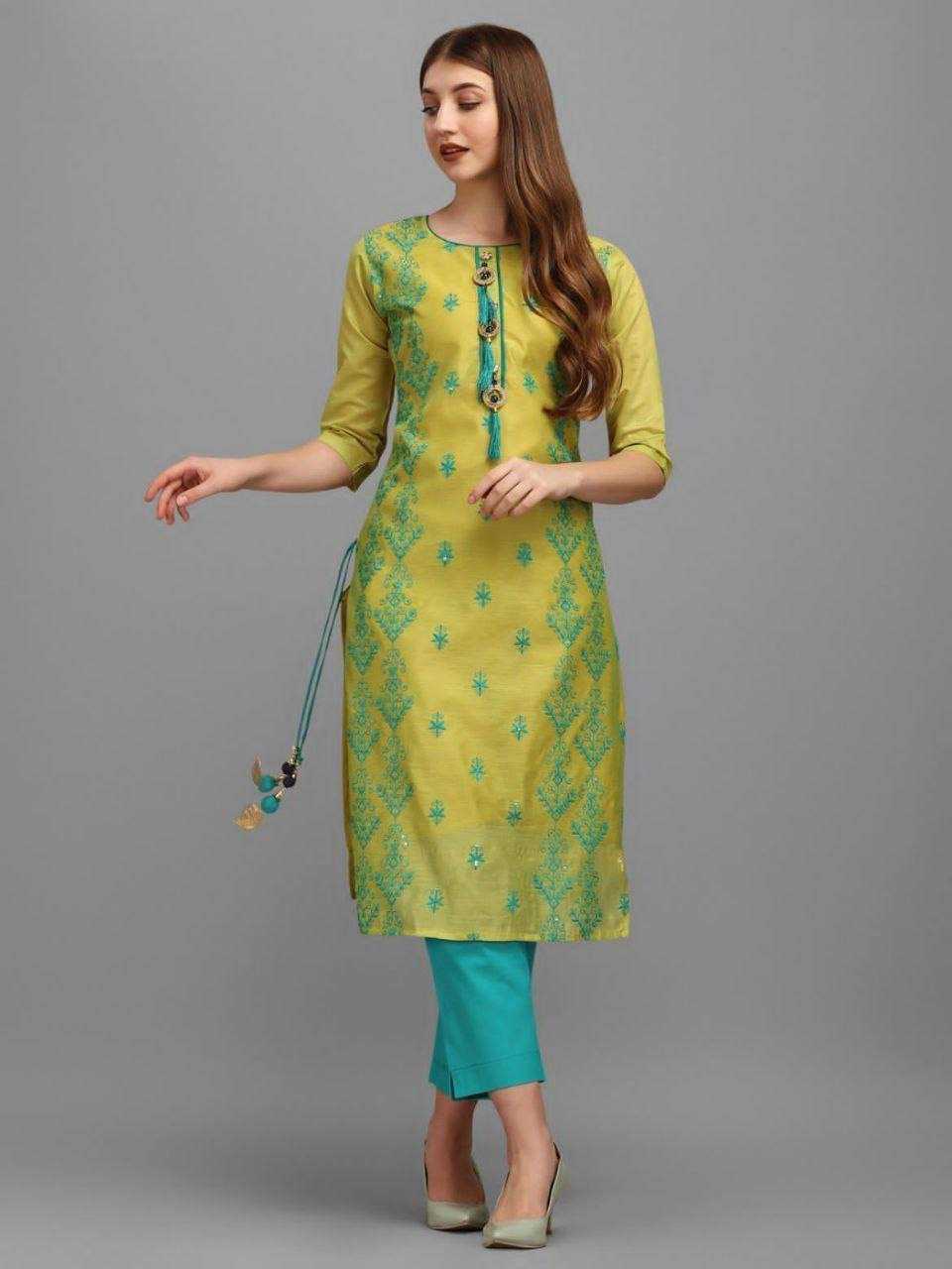 Ynf Chanderi Cotton KESH434 MCN91 Kurti Wholesale Casual Kurtis Cotton Kurtis Embroidered Kurtis Manufacturer