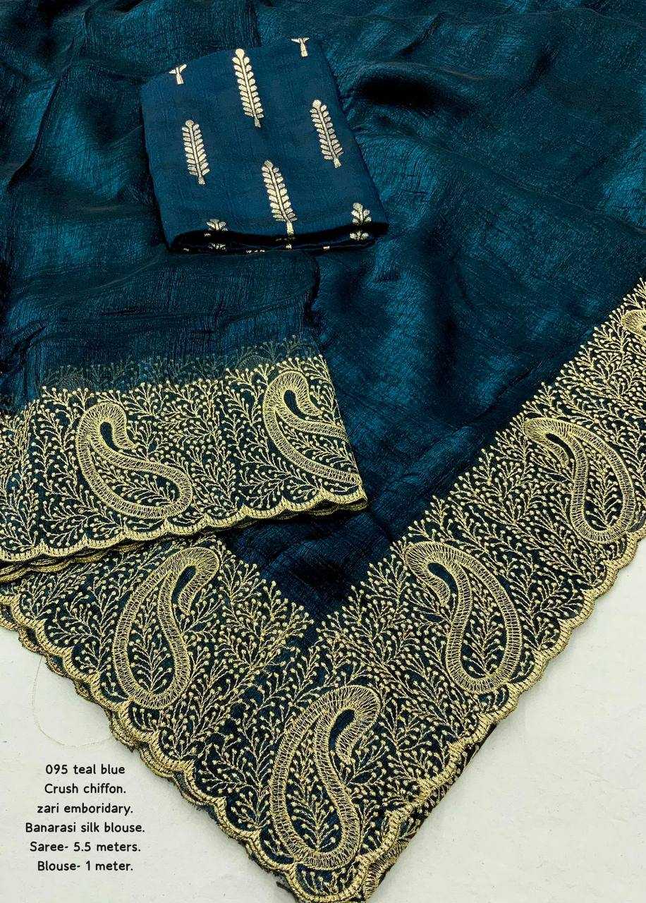 Ynf Chiffon KESH433 095 Sarees Wholesale Designer Sarees Chiffon Sarees Embroidered Sarees Manufacturer