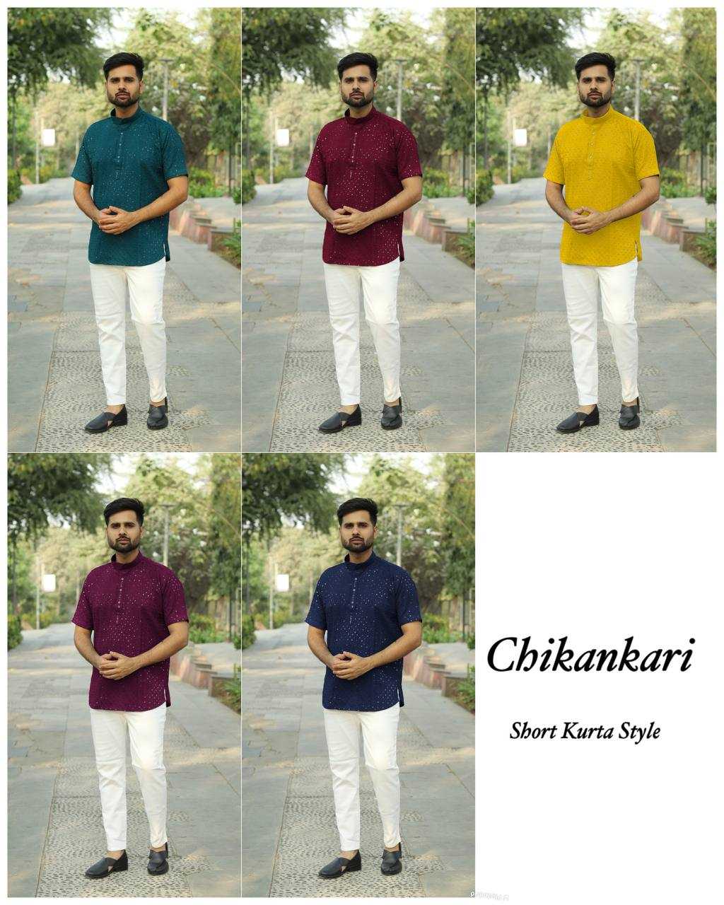 Ynf Chikan RIN125 INL02 Mens Wear Diwali Collections Festive Collections Wholesale Mens Kurtas Men Short Kurta Men Chikan Kurta Manufacturer