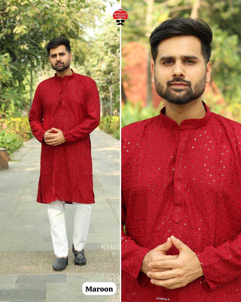 Ynf Chikan RIN125 INL04 Mens Wear Diwali Collections Festive Collections Wholesale Mens Kurtas Mens Kurta Pyjama Men Chikan Kurta Manufacturer