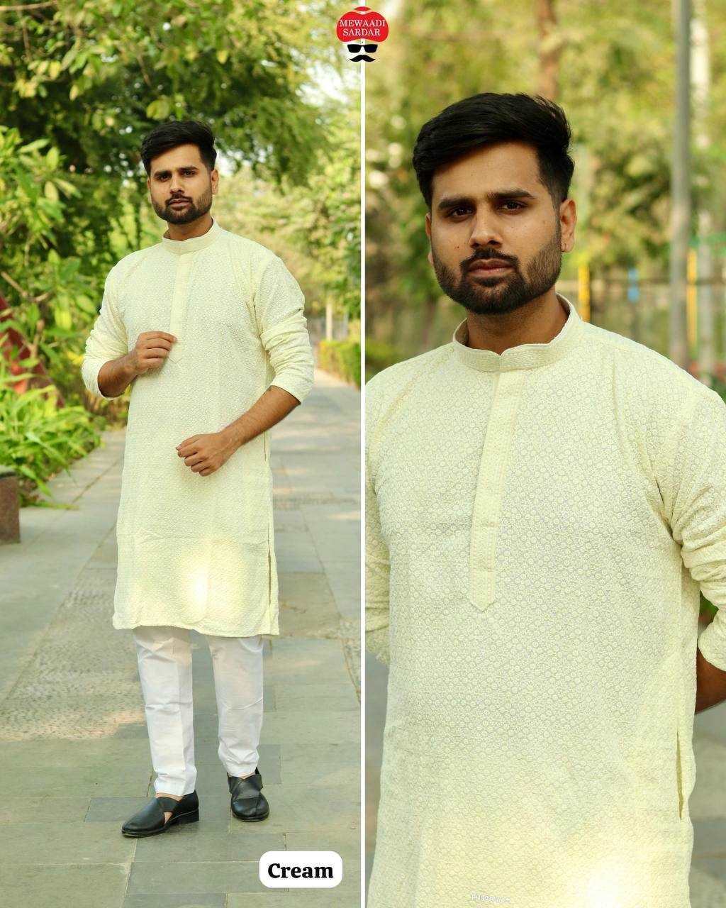 Ynf Chikan RIN125 INL04 Mens Wear Diwali Collections Festive Collections Wholesale Mens Kurtas Mens Kurta Pyjama Men Chikan Kurta Manufacturer