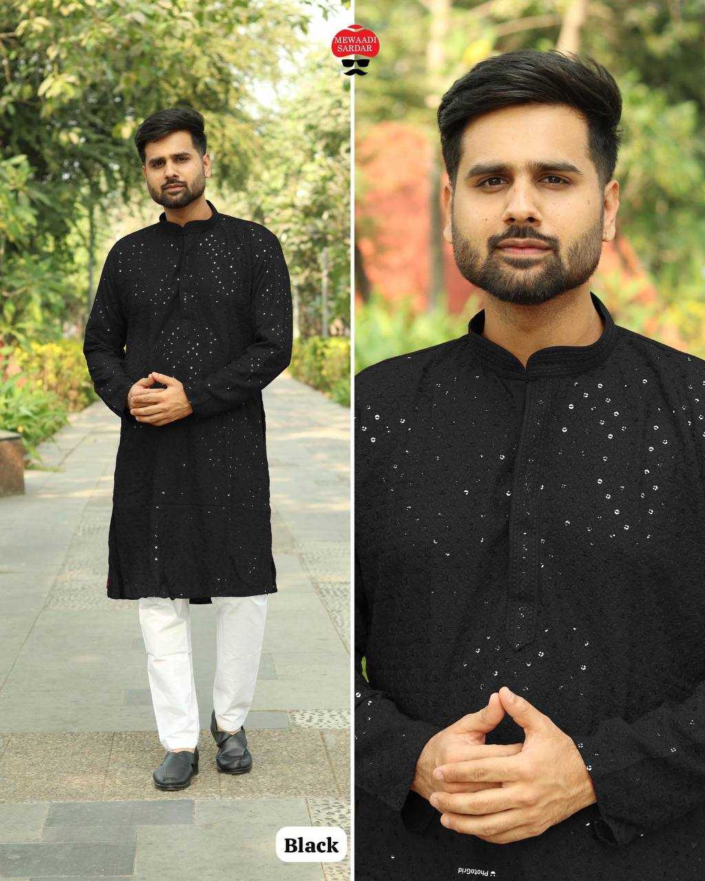 Ynf Chikan RIN125 INL04 Mens Wear Diwali Collections Festive Collections Wholesale Mens Kurtas Mens Kurta Pyjama Men Chikan Kurta Manufacturer