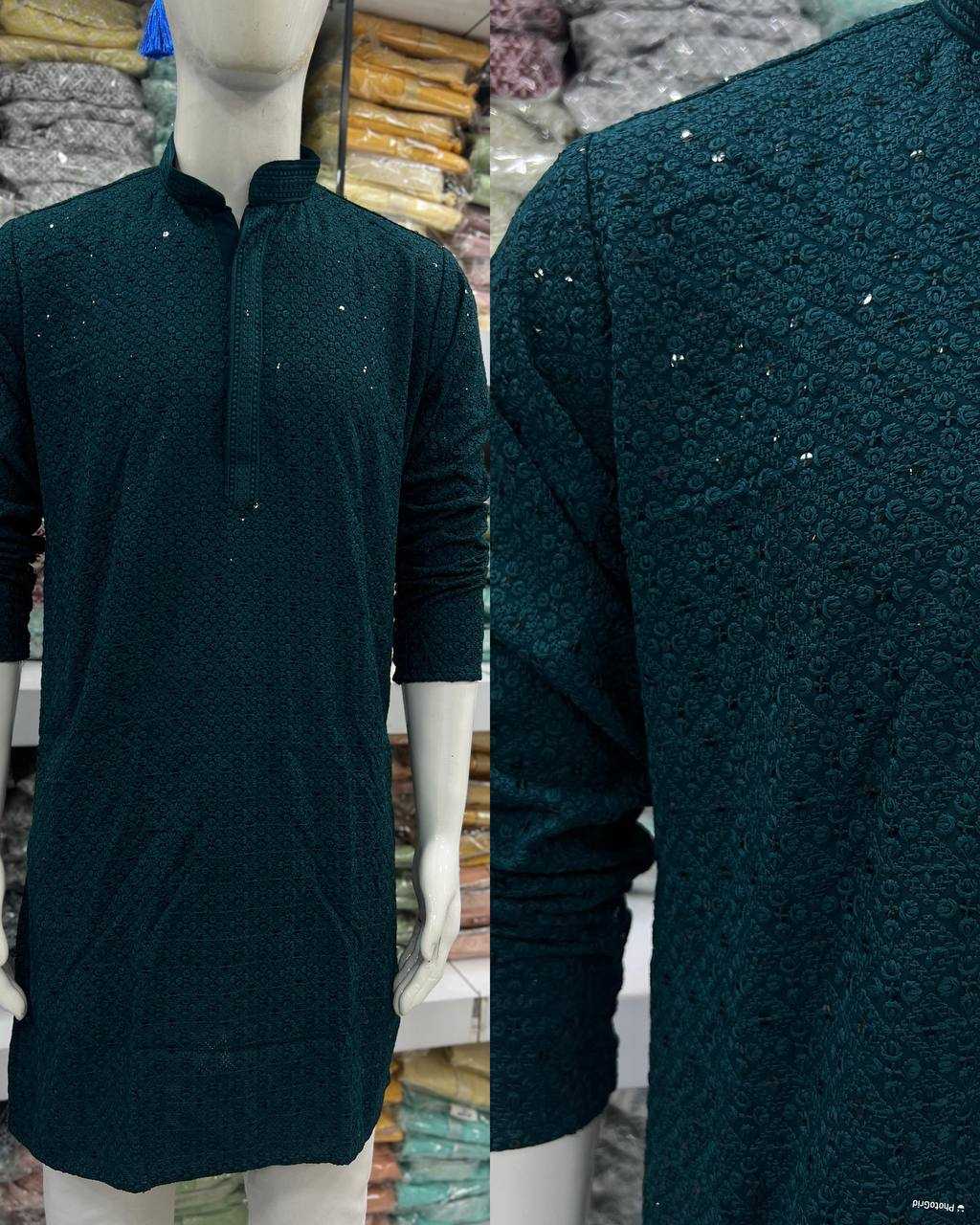 Ynf Chikan RIN125 INL04 Mens Wear Diwali Collections Festive Collections Wholesale Mens Kurtas Mens Kurta Pyjama Men Chikan Kurta Manufacturer