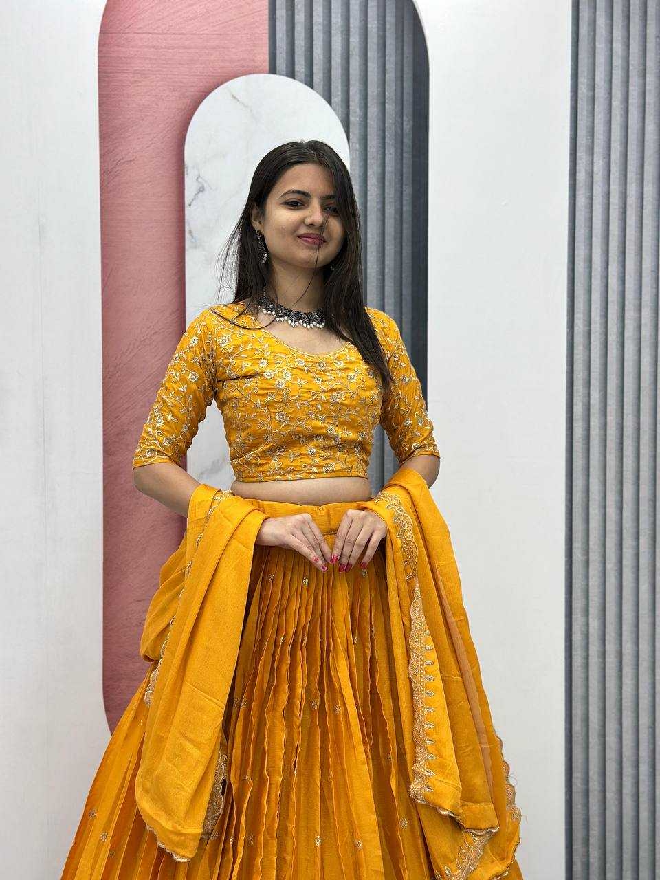 Ynf Chinon KESH120 075 Lehengas Wedding Collections Festive Collections Wholesale Embroidered Lehenga Designer Lehenga Choli Lehenga With Dupatta Manufacturer