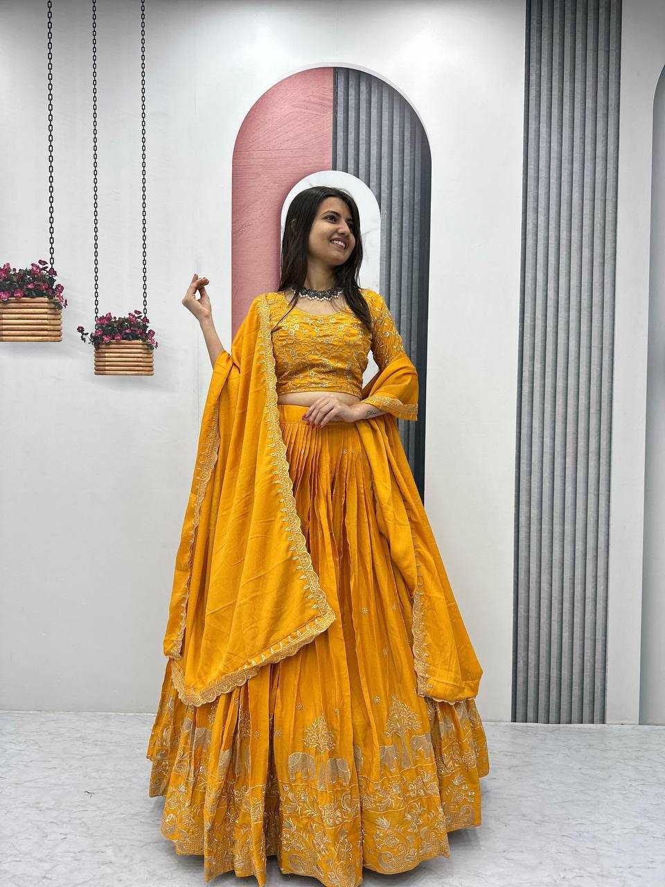 Ynf Chinon KESH120 075 Lehengas Wedding Collections Festive Collections Wholesale Embroidered Lehenga Designer Lehenga Choli Lehenga With Dupatta Manufacturer