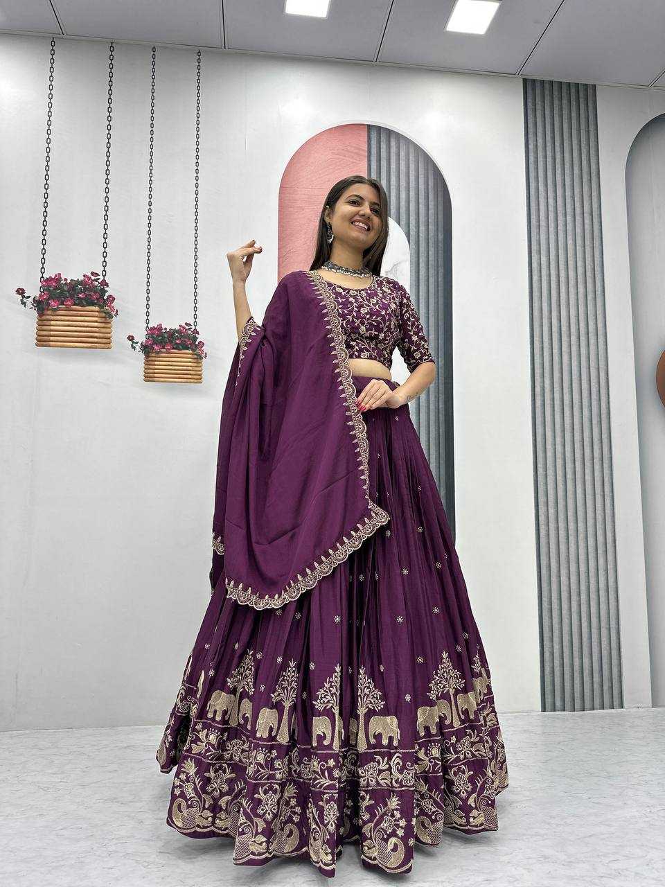 Ynf Chinon KESH120 075 Lehengas Wedding Collections Festive Collections Wholesale Embroidered Lehenga Designer Lehenga Choli Lehenga With Dupatta Manufacturer