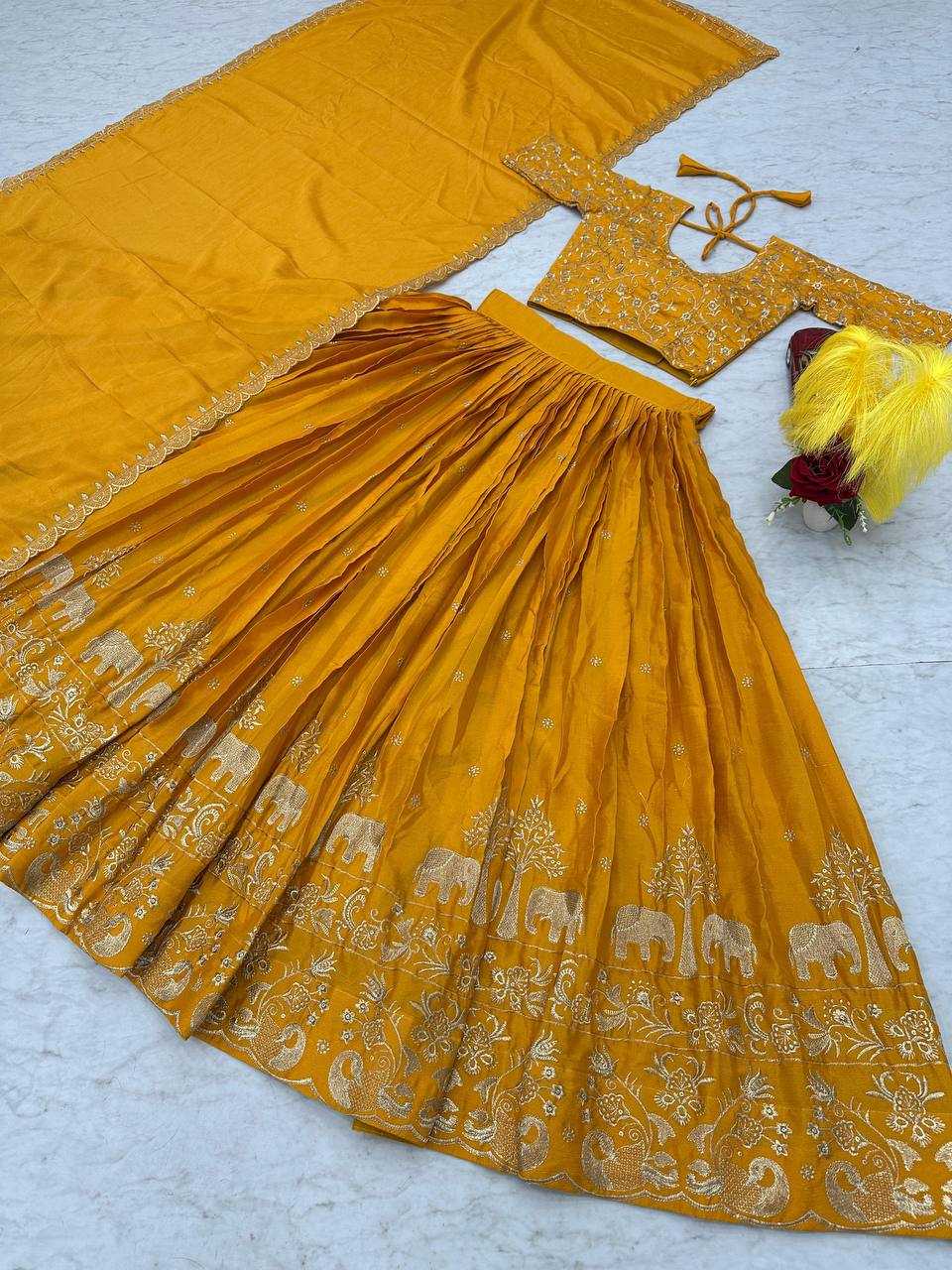 Ynf Chinon KESH120 075 Lehengas Wedding Collections Festive Collections Wholesale Embroidered Lehenga Designer Lehenga Choli Lehenga With Dupatta Manufacturer