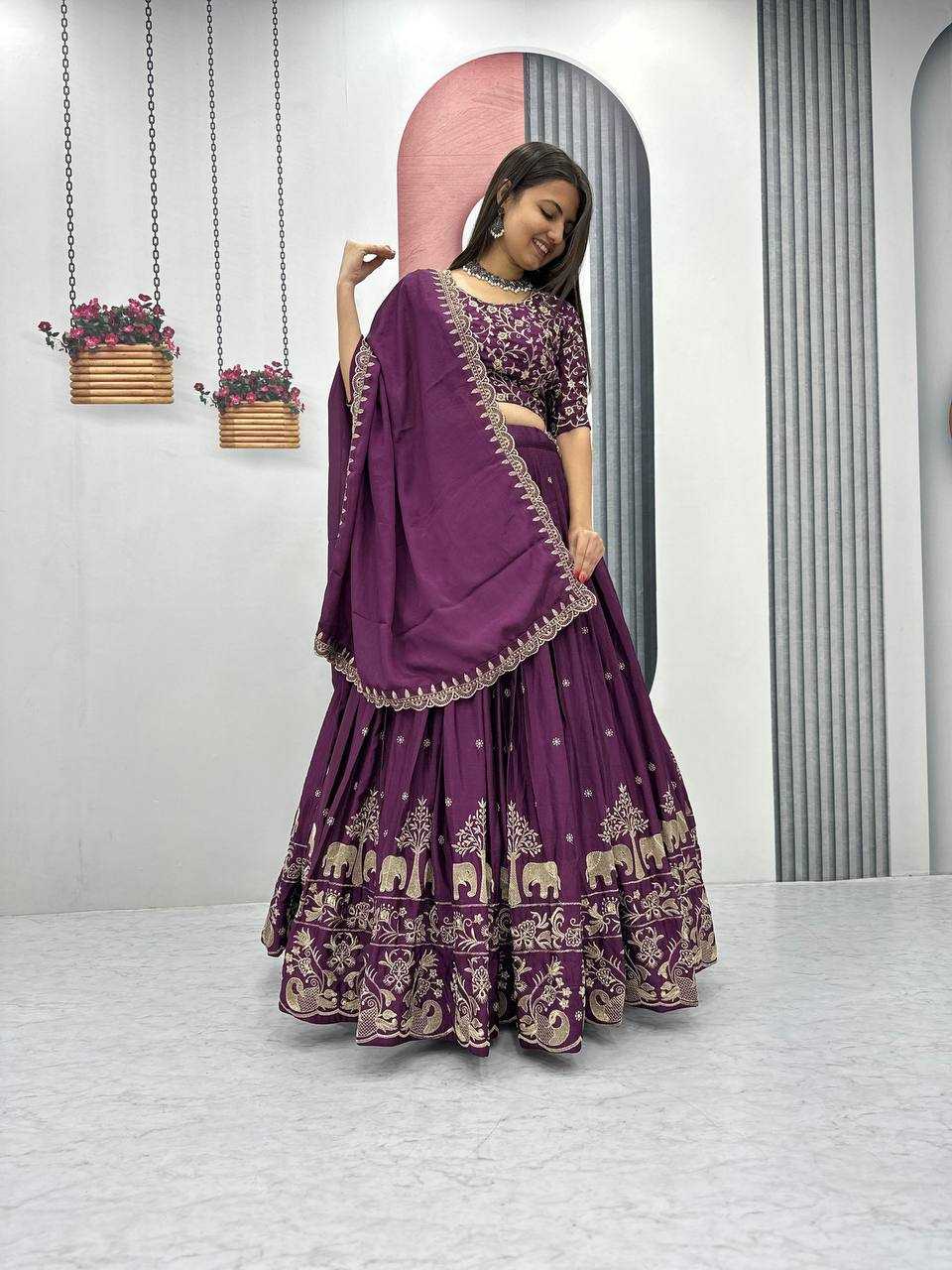 Ynf Chinon KESH120 075 Lehengas Wedding Collections Festive Collections Wholesale Embroidered Lehenga Designer Lehenga Choli Lehenga With Dupatta Manufacturer