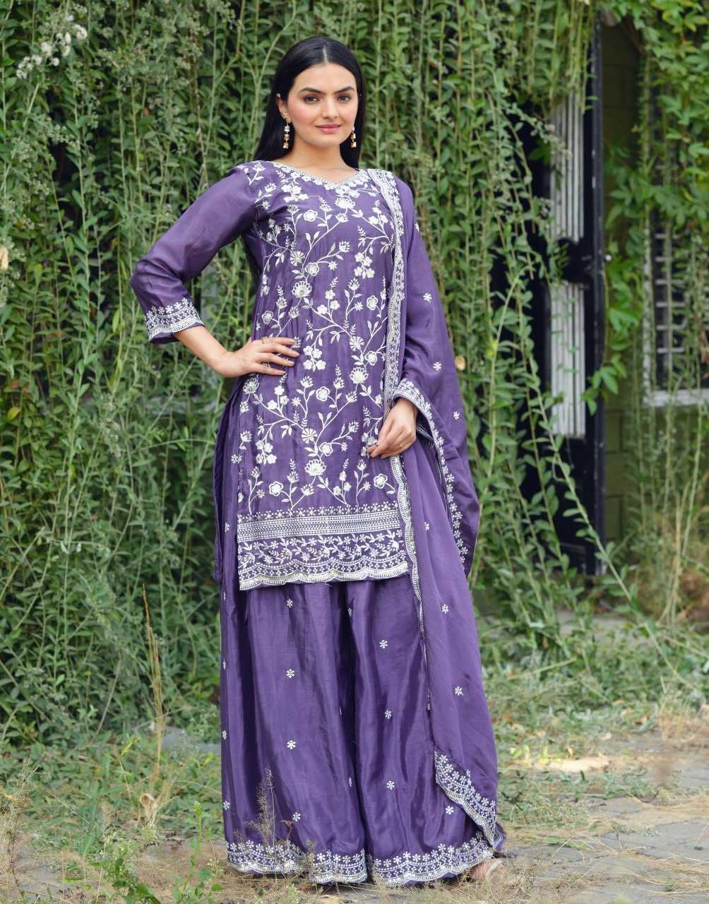 Ynf Chinon KESH394 44 Suits & Dresses Wedding Collections Festive Collections Wholesale Sharara Salwar Suits Embroidery Suits Wedding Outfits Manufacturer