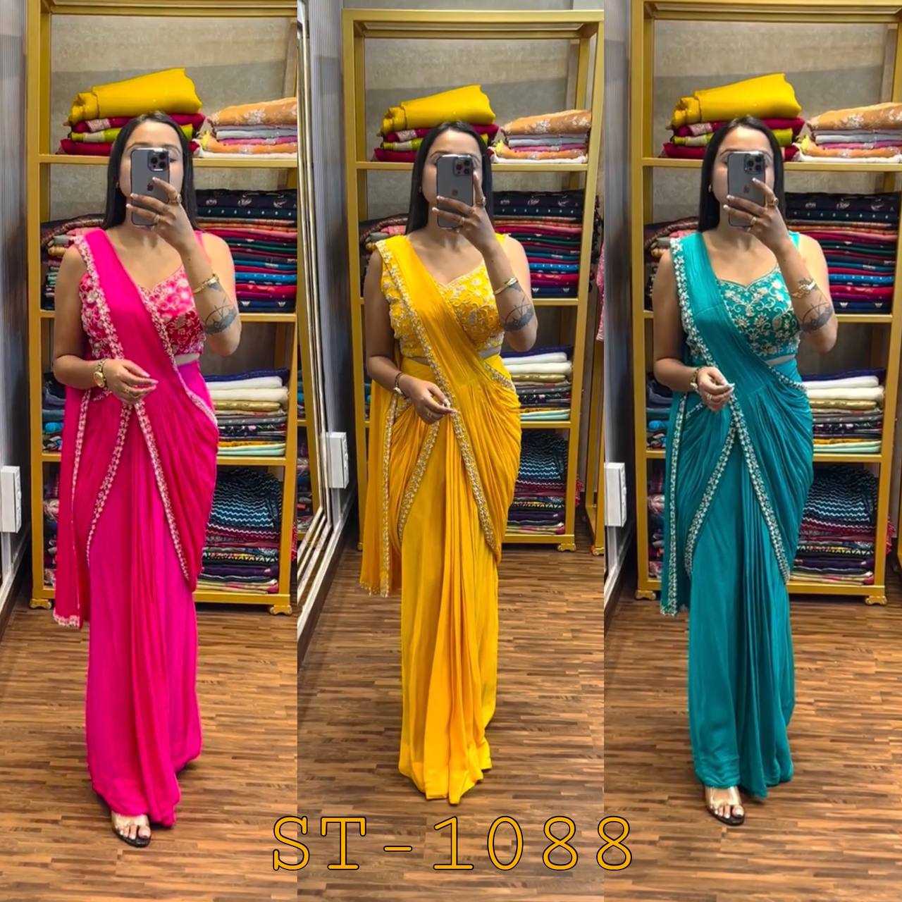 Ynf Chinon KESH413 1088 Sarees Wedding Collections Festive Collections Wholesale Ready To Wear Sarees Lace Border Sarees Sarees With Blouse Manufacturer