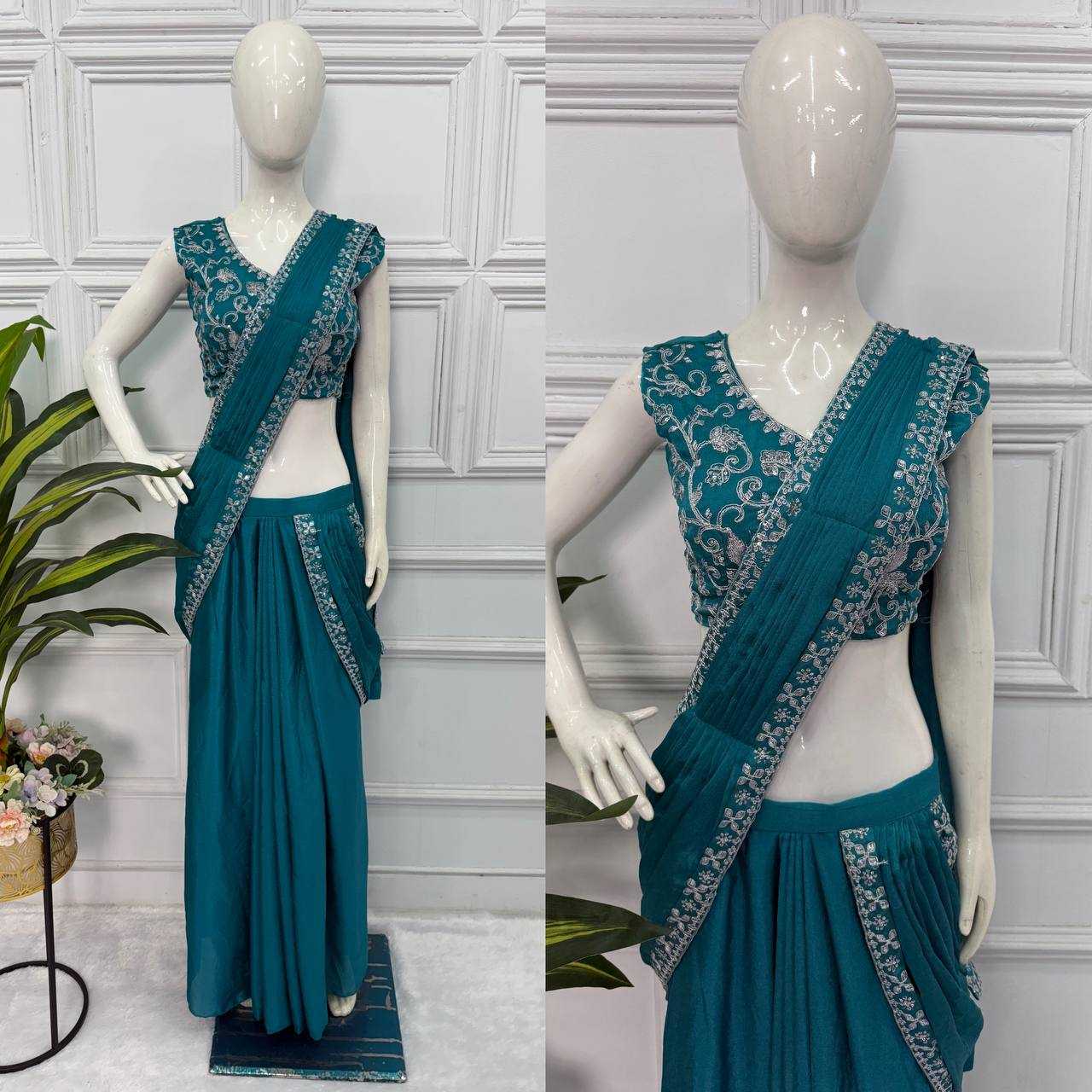 Ynf Chinon KESH413 1088 Sarees Wedding Collections Festive Collections Wholesale Ready To Wear Sarees Lace Border Sarees Sarees With Blouse Manufacturer