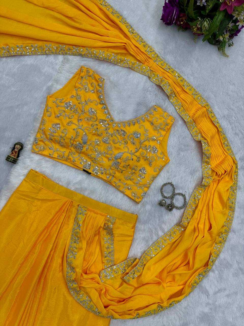 Ynf Chinon KESH413 1088 Sarees Wedding Collections Festive Collections Wholesale Ready To Wear Sarees Lace Border Sarees Sarees With Blouse Manufacturer