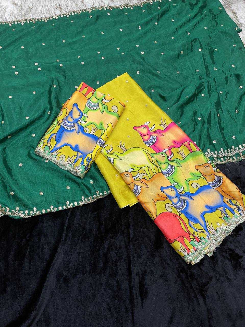 Ynf Chinon RIN124 Pichwai Kalamkari Half saree Lehengas Wedding Collections Festive Collections Wholesale Designer Lehenga Printed Lehenga Lehenga With Blouse Manufacturer