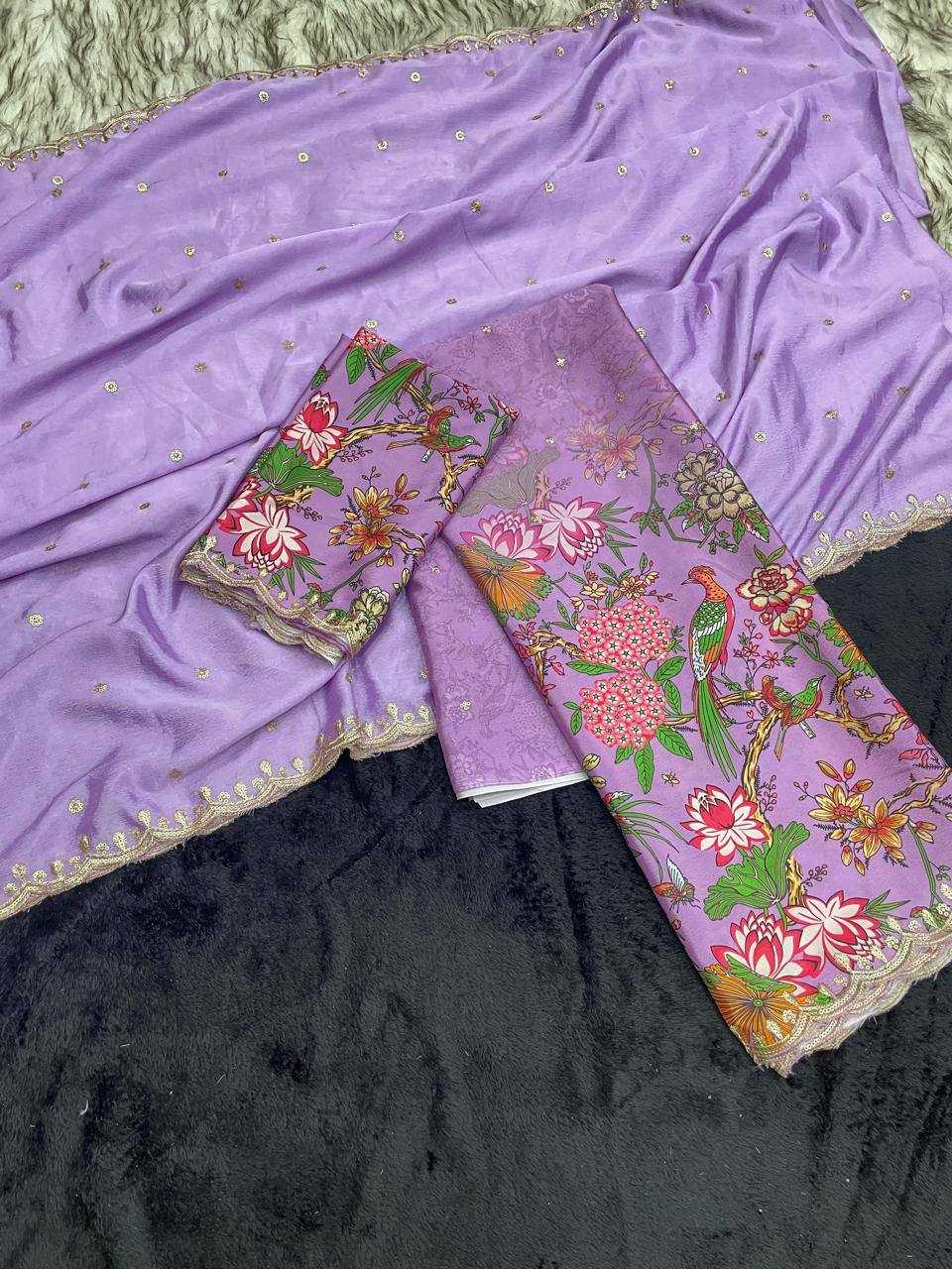 Ynf Chinon RIN124 RIE43 Sarees Wedding Collections Festive Collections Wholesale Embroidered Sarees Kalamkari Sarees Sequins Work Saree Manufacturer