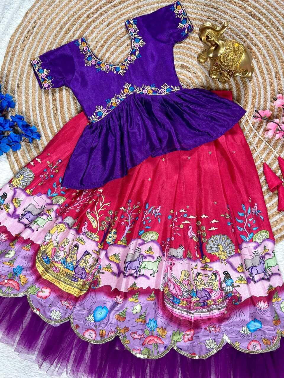 Ynf Chinon Silk KESH109 RRK111 Kids Wear Wholesale Kids Lehenga Embroidered Frock Kids Ghagra Choli Manufacturer