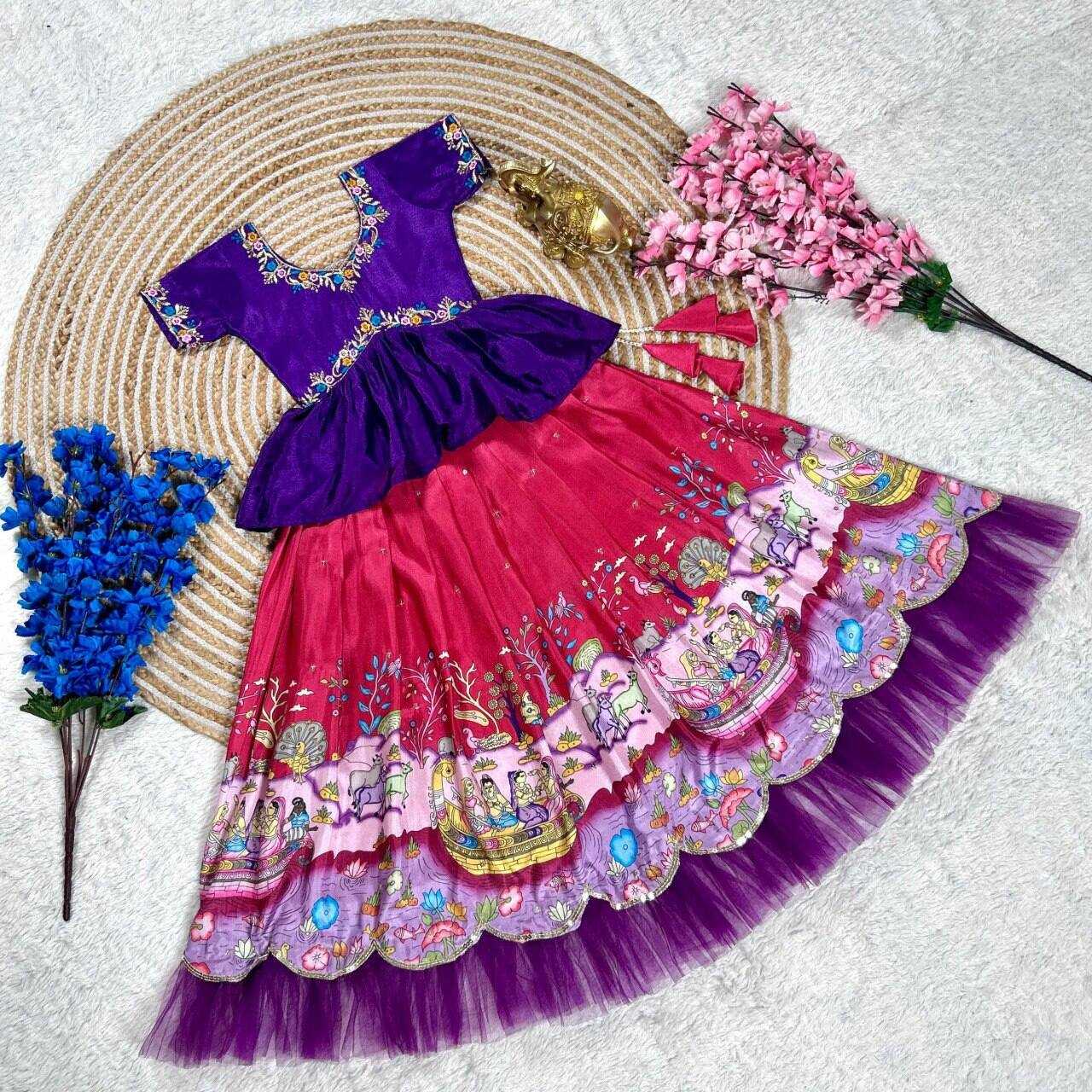 Ynf Chinon Silk KESH109 RRK111 Kids Wear Wholesale Kids Lehenga Embroidered Frock Kids Ghagra Choli Manufacturer