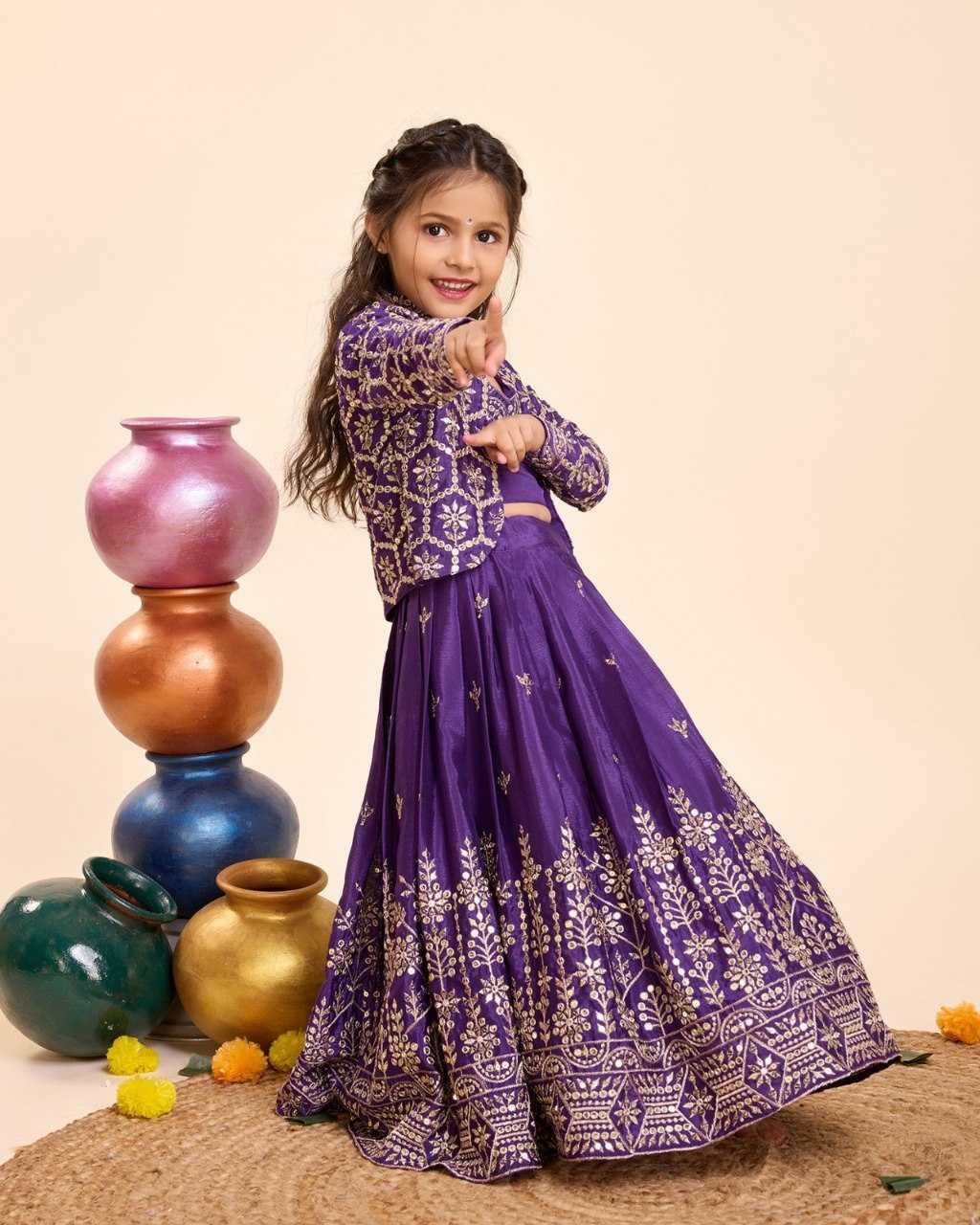 Ynf Chinon Silk KESH109 RRK114 Kids Wear Wholesale Kids Lehenga Embroidered Frock Kids Ghagra Choli Manufacturer