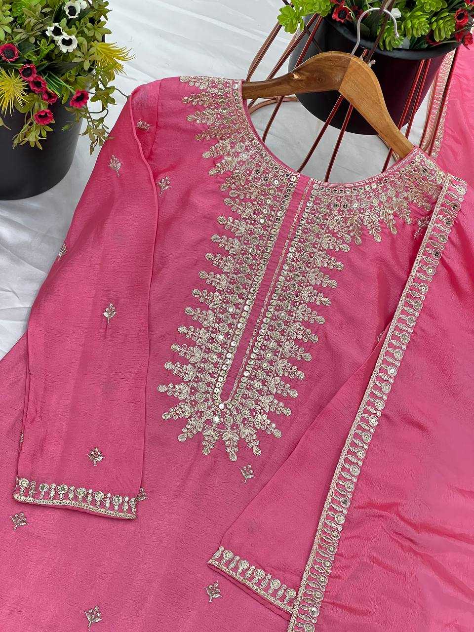 Ynf Chinon Silk KESH121 3104 Suits & Dresses Wedding Collections Festive Collections Wholesale Sharara Salwar Suits Embroidery Suits Silk Suits Manufacturer