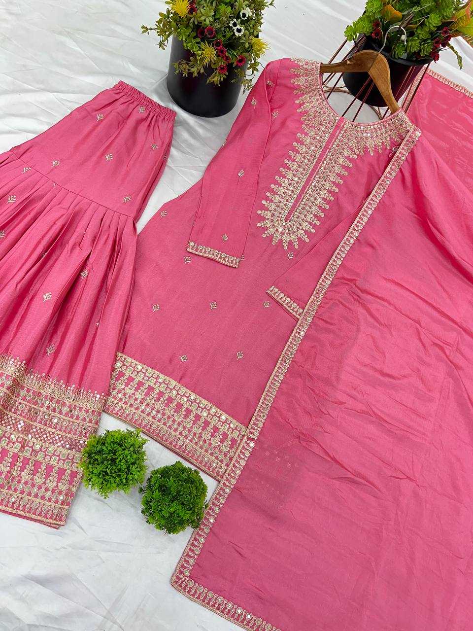 Ynf Chinon Silk KESH121 3104 Suits & Dresses Wedding Collections Festive Collections Wholesale Sharara Salwar Suits Embroidery Suits Silk Suits Manufacturer