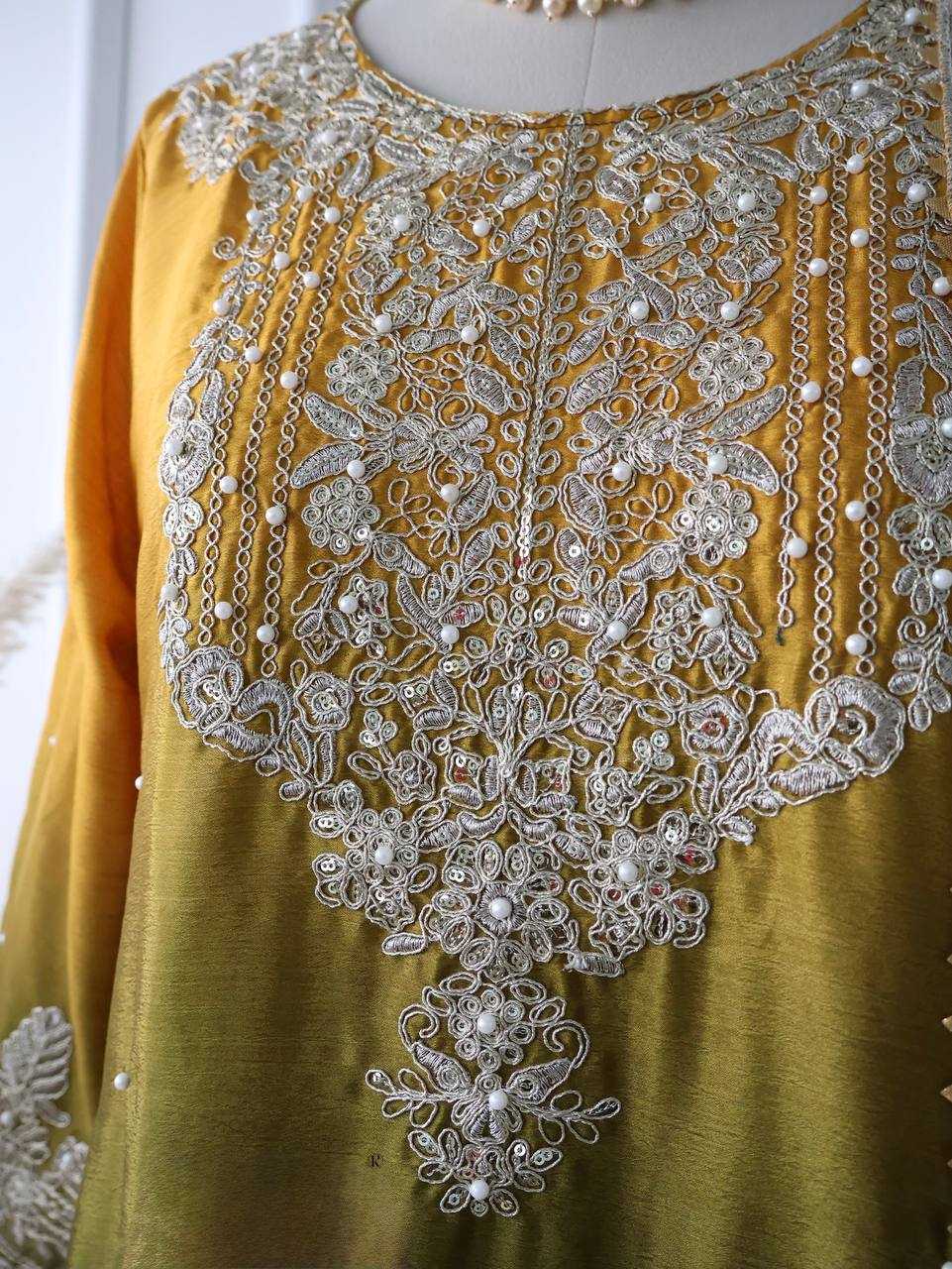 Ynf Chinon Silk KESH123 5233 Suits & Dresses Wedding Collections Festive Collections Wholesale Embroidery Suits Palazzo Suit Ladies Silk Suit Manufacturer