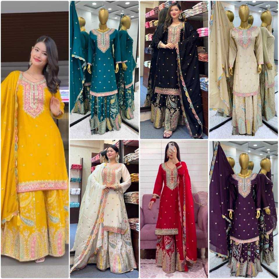 Ynf Chinon Silk KESH128 377 Suits & Dresses Wholesale Sharara Salwar Suits Ladies Silk Suit Party wear suits Manufacturer