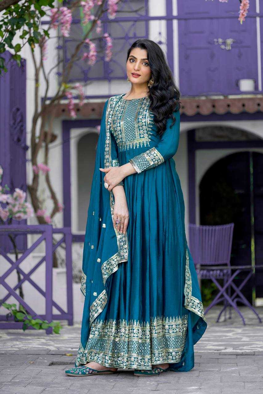 Ynf Chinon Silk KESH128 5004 Suits & Dresses Wedding Collections Festive Collections Wholesale Embroidery Suits Anarkali Suits Party wear suits Manufacturer