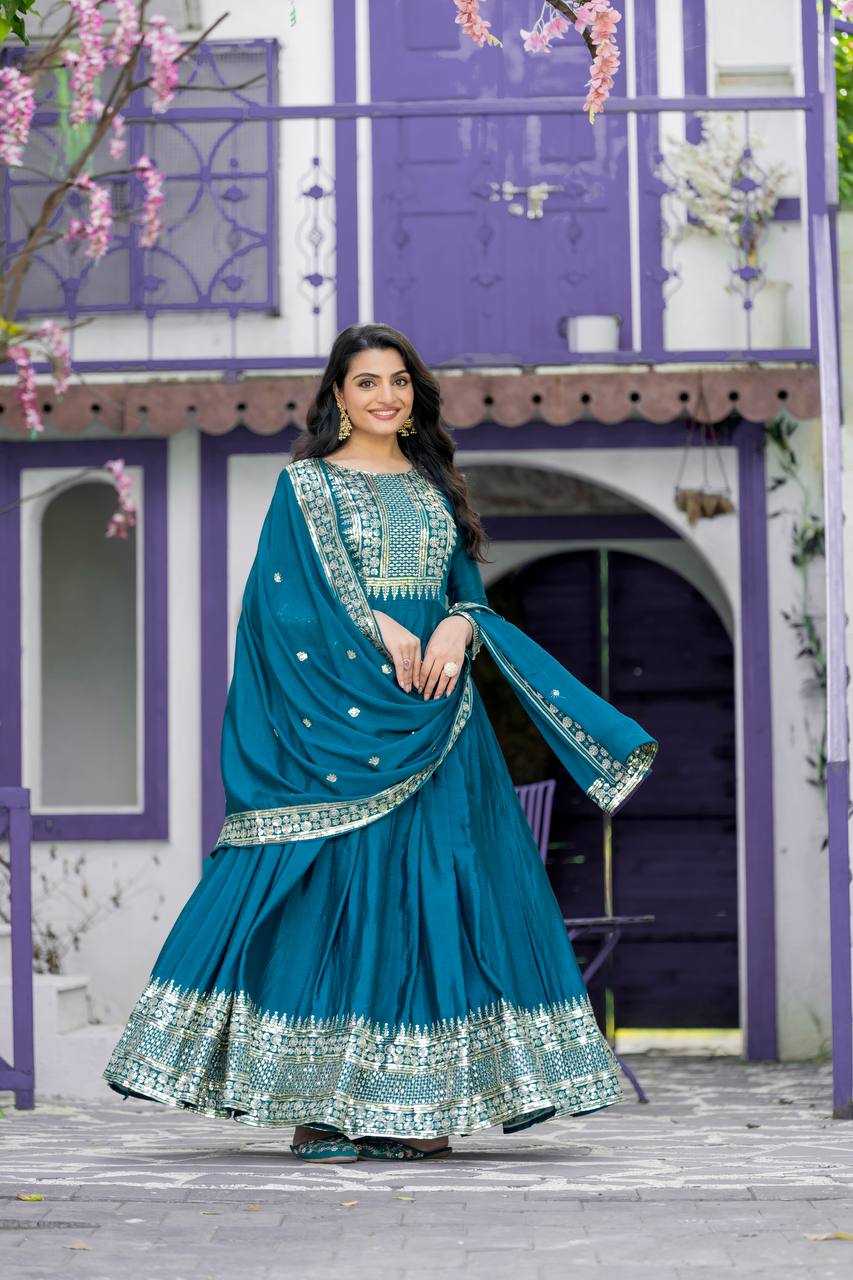 Ynf Chinon Silk KESH128 5004 Suits & Dresses Wedding Collections Festive Collections Wholesale Embroidery Suits Anarkali Suits Party wear suits Manufacturer