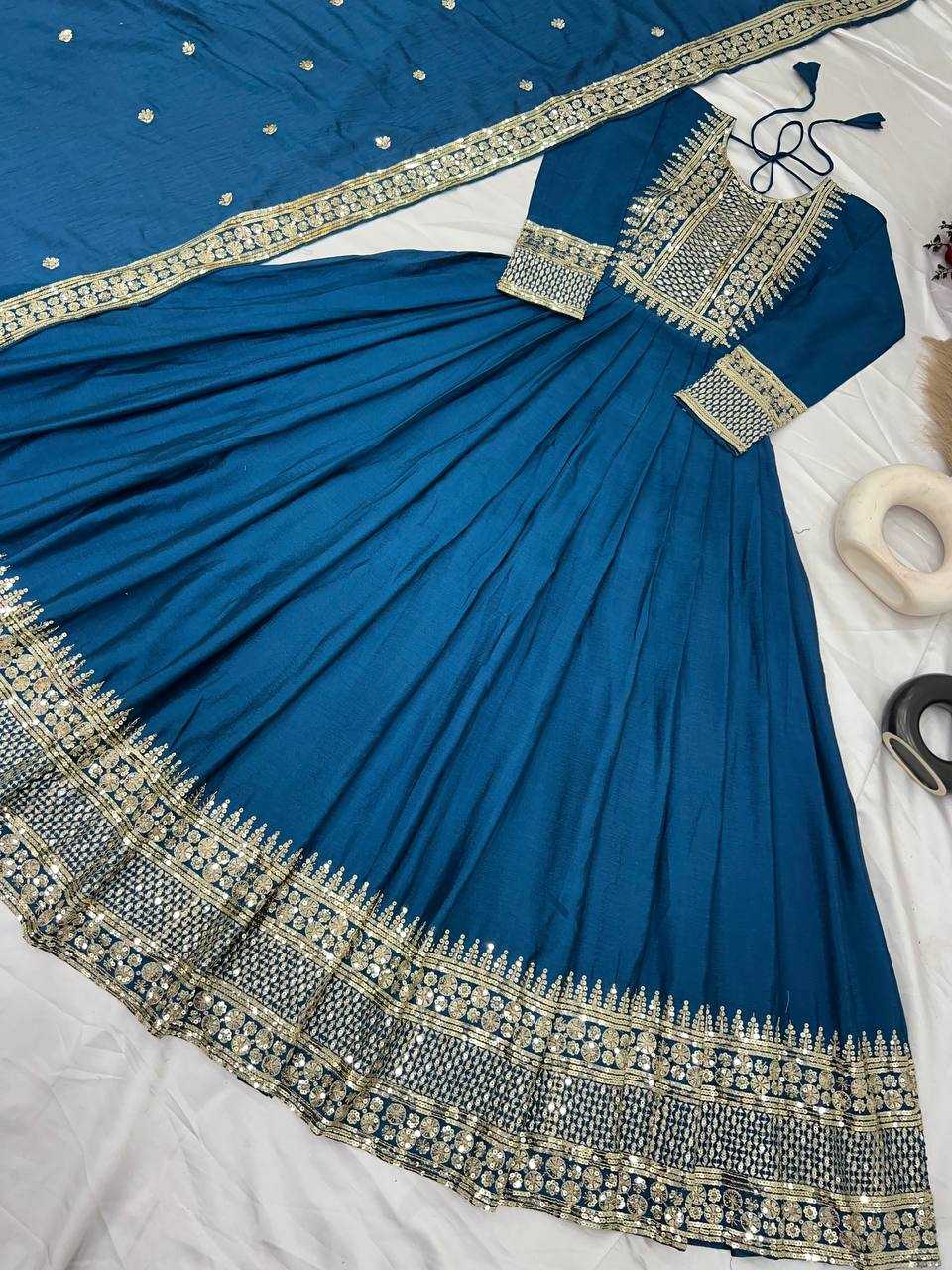 Ynf Chinon Silk KESH128 5004 Suits & Dresses Wedding Collections Festive Collections Wholesale Embroidery Suits Anarkali Suits Party wear suits Manufacturer