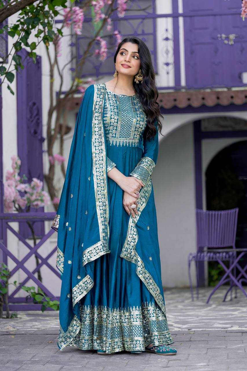 Ynf Chinon Silk KESH128 5004 Suits & Dresses Wedding Collections Festive Collections Wholesale Embroidery Suits Anarkali Suits Party wear suits Manufacturer